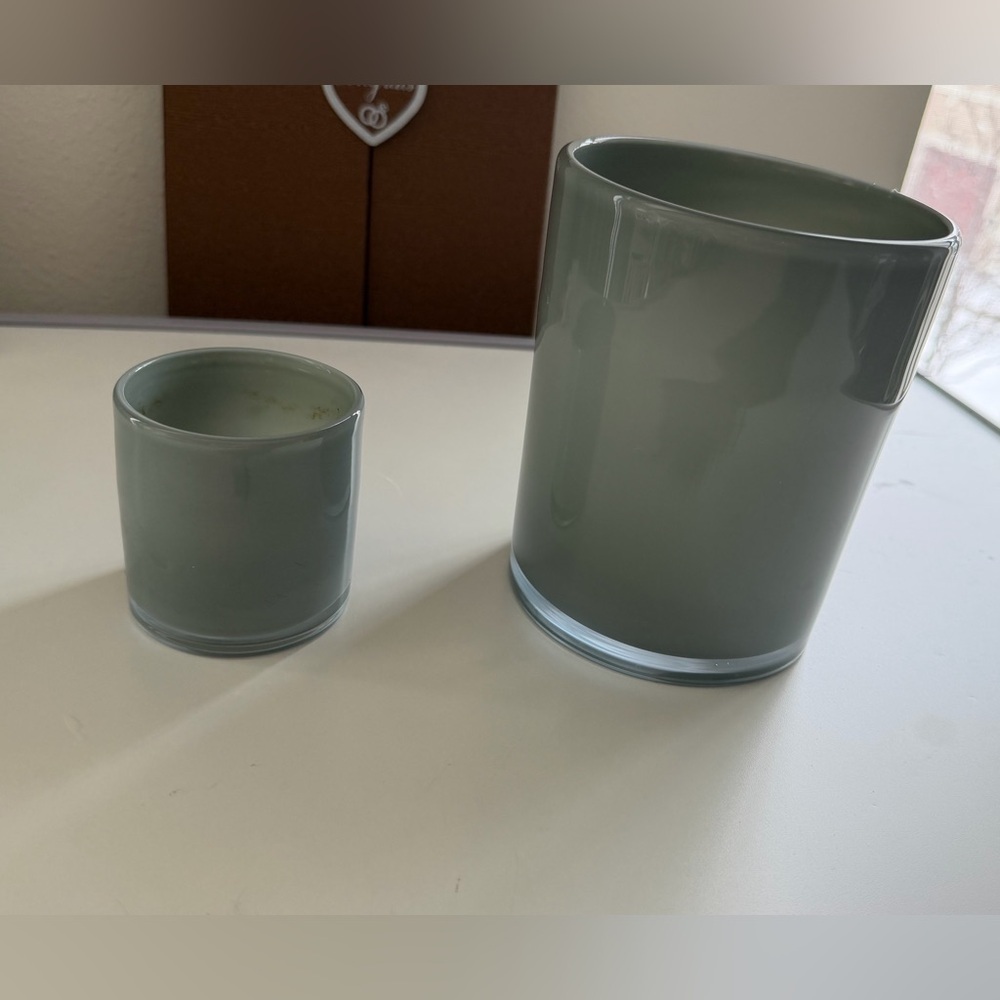 Gray candle holders